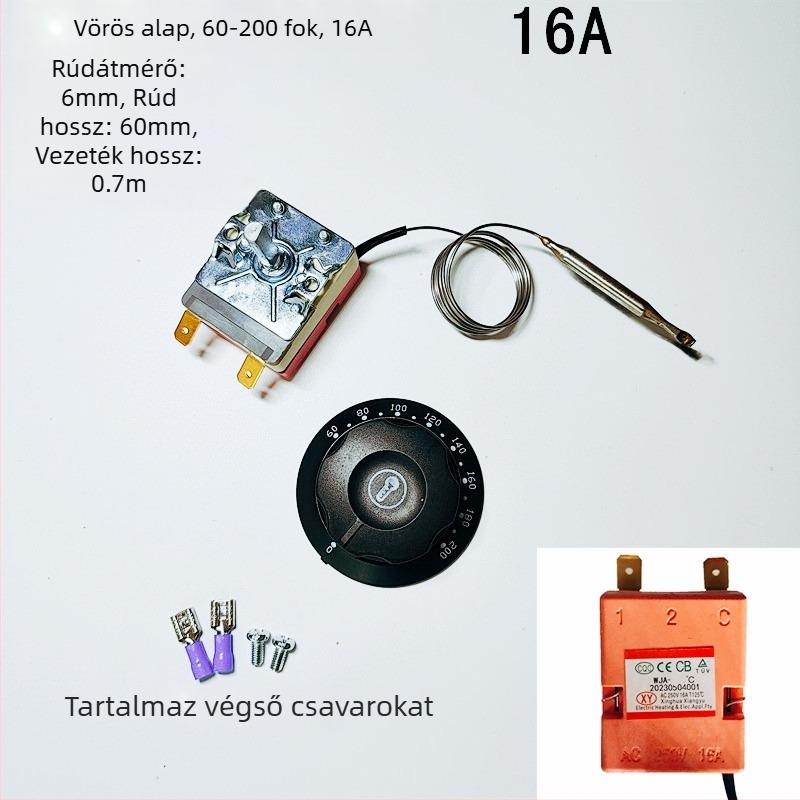Gombos termosztát hőmérséklet-vezérlő elektromos sütőhöz és fritőzhöz, mechanikus hőmérséklet-szabályzó, 220V fix telepítés