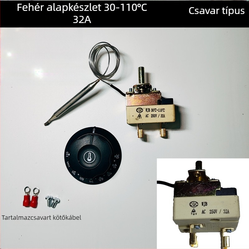 Gombos termosztát hőmérséklet-vezérlő elektromos sütőhöz és fritőzhöz, mechanikus hőmérséklet-szabályzó, 220V fix telepítés