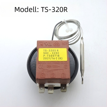 Rainbow kazánhőmérséklet-szabályozó TS320R/TS120SR, folyadékexpanziós termosztát, lapos fejű gomb, panelre szerelhető, 250 V