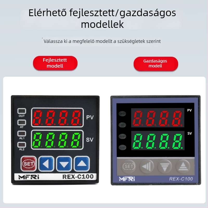 REX-C100 Hőmérséklet-szabályozó, modell C100FK02-MV*AN AB, intelligens PID, 220V, Digitális kijelző