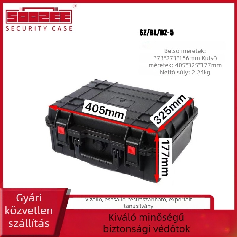 Shuang zhe SZ-5 Ipari szintű megerősített PP szerszámtartó doboz, hordozható, vízálló és zárható, nagy kapacitás