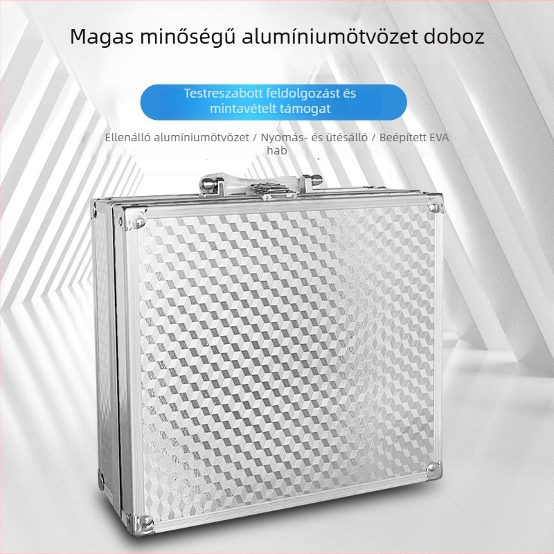 Alumíniumötvözetes hordozható szerszámláda ABS felülettel, alumínium kerettel és sűrűséglemez panellel