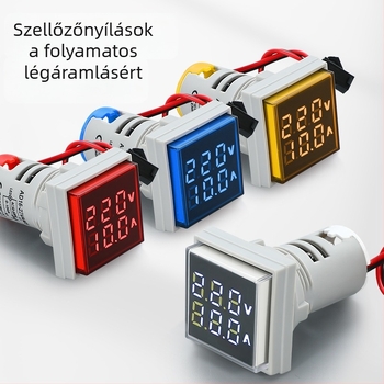 AD16-22VAMS kettős kijelzős feszültség- és árammérő, digitális cső kijelző, tartomány 50-500V, nagy pontosságú mérés, szerelési lyuk 22 mm