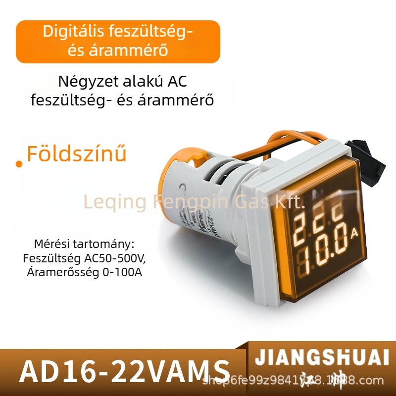 AD16-22VAMS kettős kijelzős feszültség- és árammérő, digitális cső kijelző, tartomány 50-500V, nagy pontosságú mérés, szerelési lyuk 22 mm