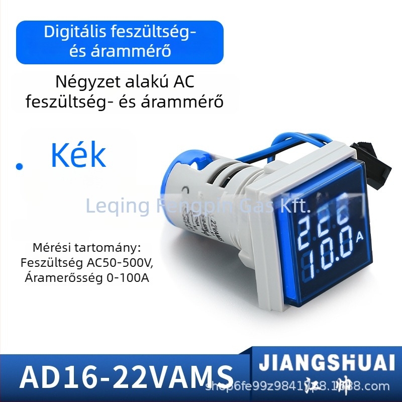AD16-22VAMS kettős kijelzős feszültség- és árammérő, digitális cső kijelző, tartomány 50-500V, nagy pontosságú mérés, szerelési lyuk 22 mm