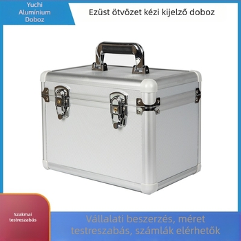 Alumínium ötvözetű szerszámtartó doboz, kézi hordozható, zárható, rekeszekkel