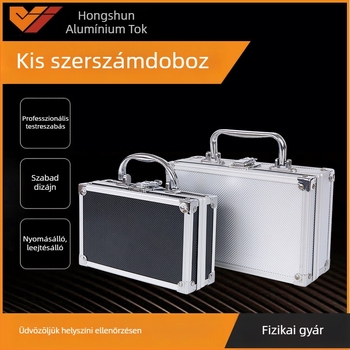 Hordozható alumíniumötvözetű tároló – mini szerszámosláda iskolai kellékekhez