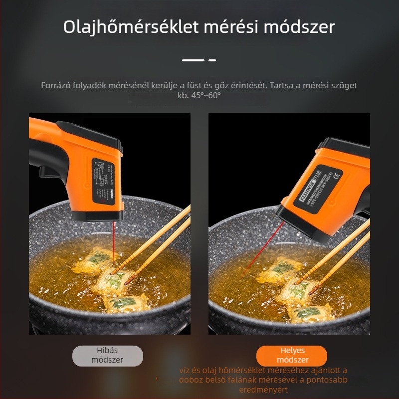 Qingwei CX6000 Kézi infravörös olajhőmérő pisztoly – Ipari hőmérő konyhára és sütéshez