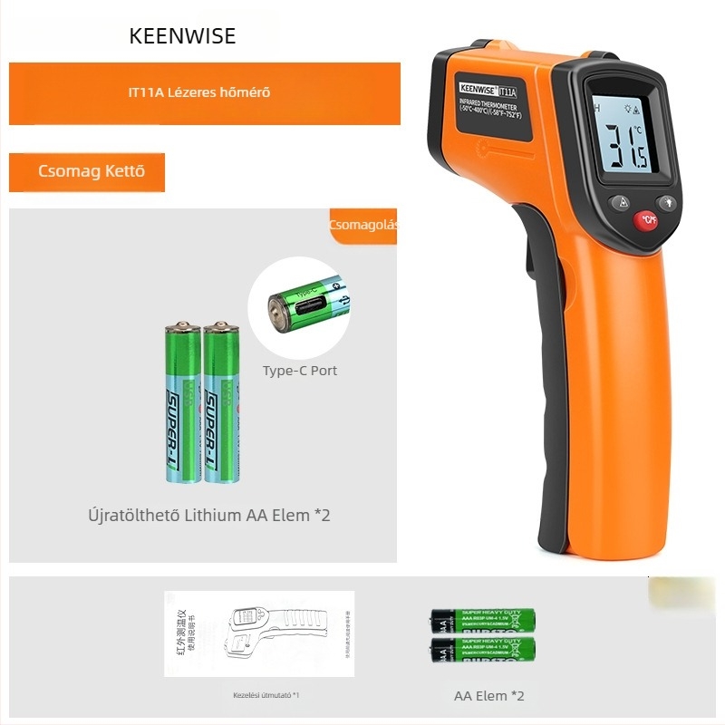 Qingwei CX6000 Kézi infravörös olajhőmérő pisztoly – Ipari hőmérő konyhára és sütéshez