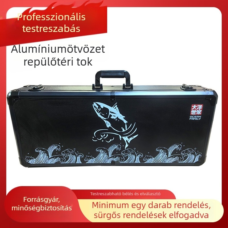 Fekete alumínium ötvözetből készült multifunkcionális eszköz- és berendezés-készlet, zárható, hordozható szerszámos doboz