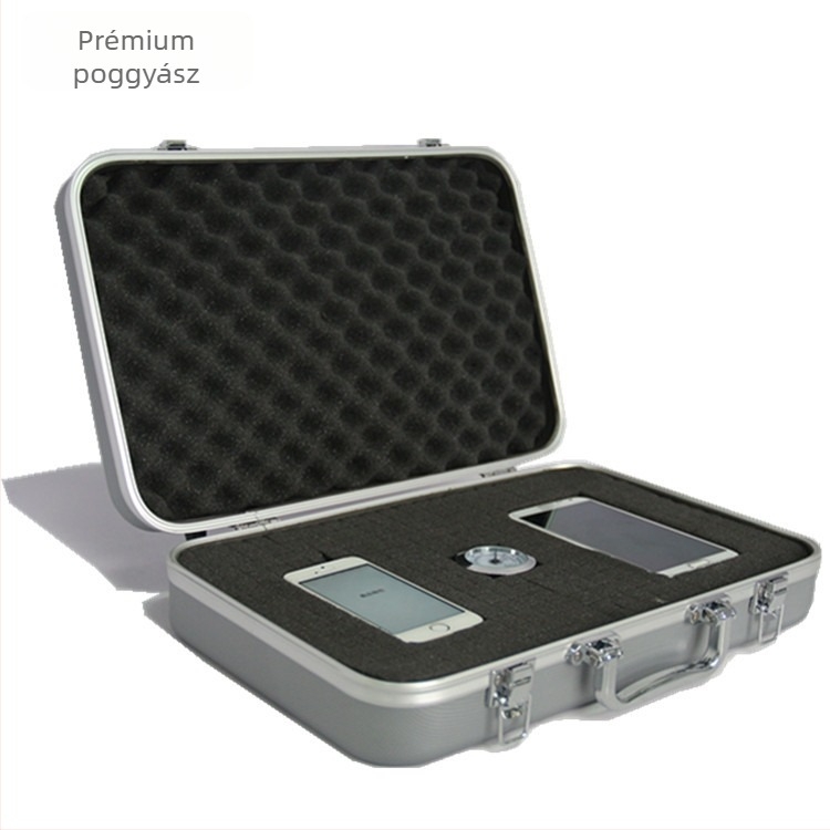 Kézben hordozható szerszámdoboz alumínium ötvözet kerettel és ABS héjjal, EVA belsővel, ABS-6 modell