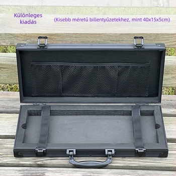 Zárható alumínium ötvözetből készült szállító tok billentyűzetek, drónok és egerek tárolására; hordozható, ütésálló, 8 kg teherbírás.