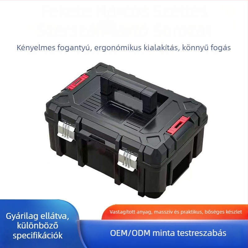 Black Warrior Toolbox Series Kétszintes műanyag szerszámtartó, hordozható villanyszerelő eszköztároló, multifunkcionális