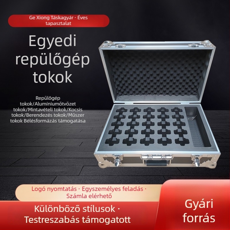 Alumíniumötvözetből készült walkie-talkie tok 25-pontos csatlakozóval, ütésálló kemény tok szállításra és tárolásra