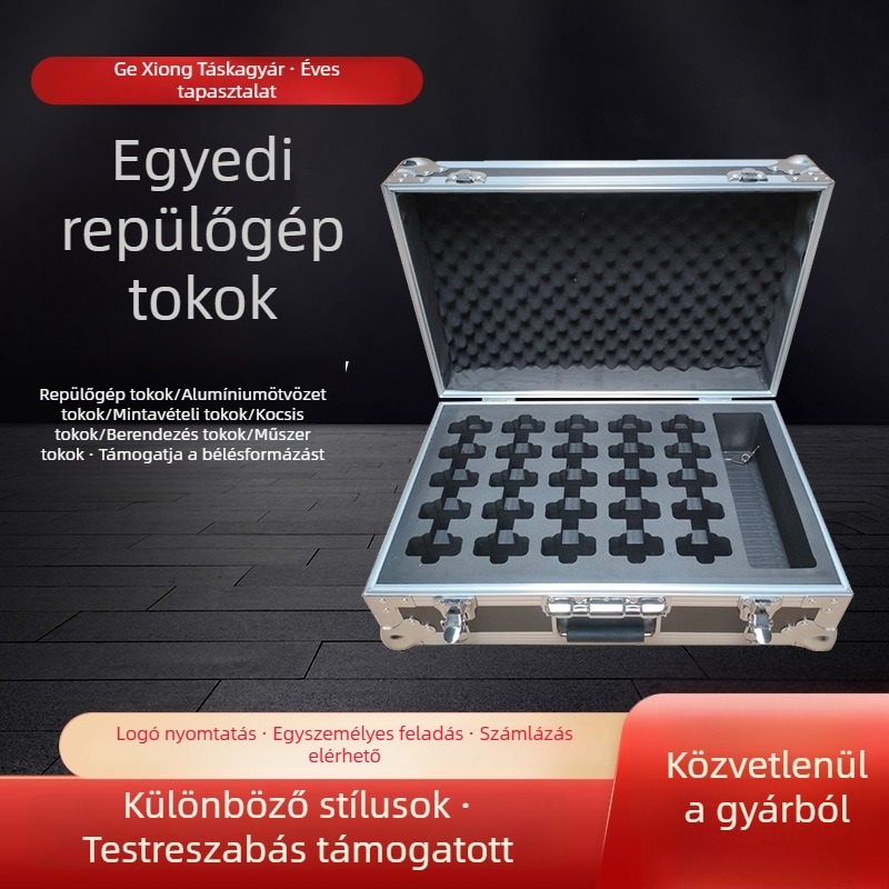 Alumíniumötvözetből készült walkie-talkie tok 25-pontos csatlakozóval, ütésálló kemény tok szállításra és tárolásra