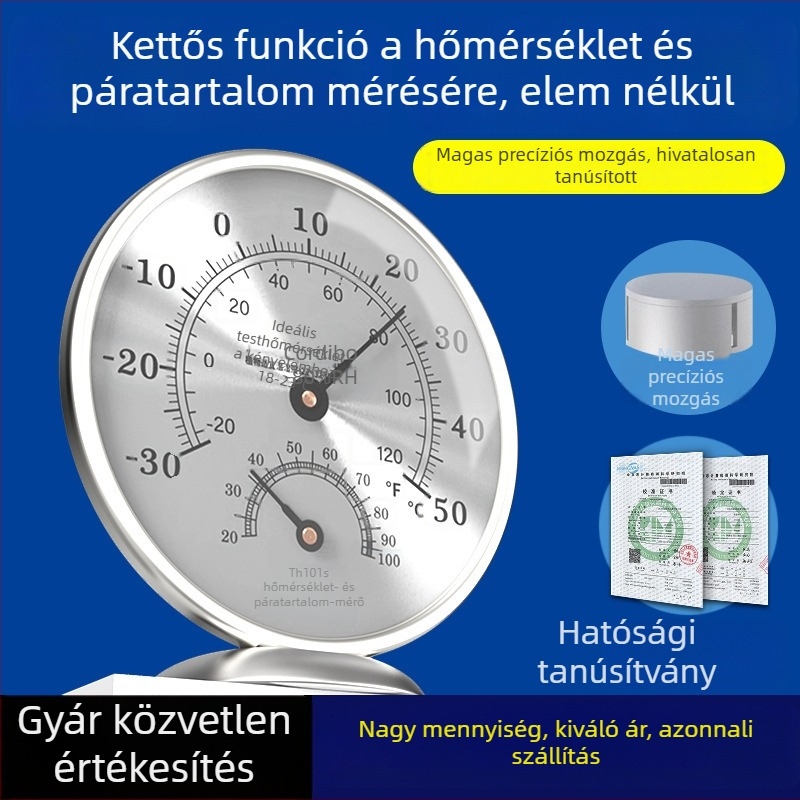 Cordibo beltéri mechanikus hőmérő és higrométer száraz/nedves mérés funkcióval, hőmérséklet- és páratartalom mérése, irodák és közterek számára