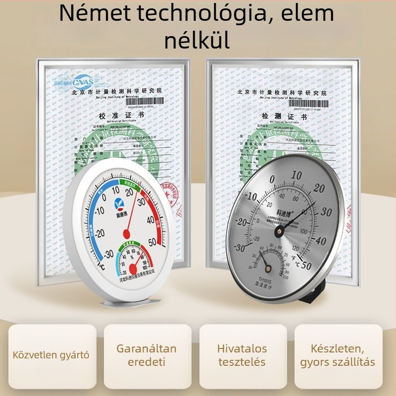 Cordibo beltéri mechanikus hőmérő és higrométer száraz/nedves mérés funkcióval, hőmérséklet- és páratartalom mérése, irodák és közterek számára