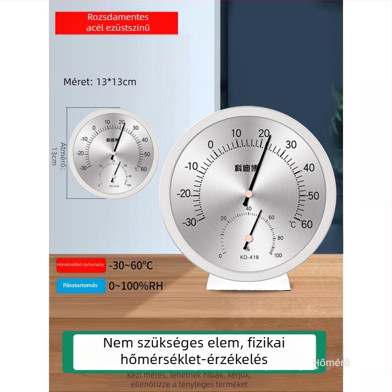 Cordibo beltéri mechanikus hőmérő és higrométer száraz/nedves mérés funkcióval, hőmérséklet- és páratartalom mérése, irodák és közterek számára