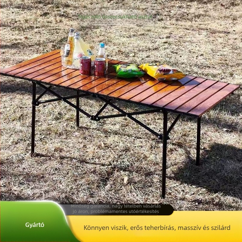 Lulinke kültéri összecsukható kempingasztal, szénacél