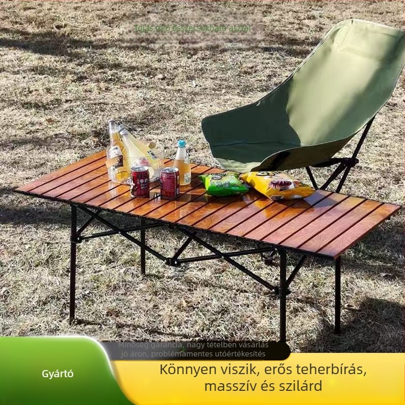 Lulinke kültéri összecsukható kempingasztal, szénacél