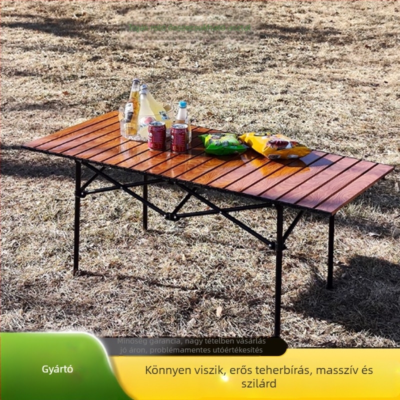 Lulinke kültéri összecsukható kempingasztal, szénacél
