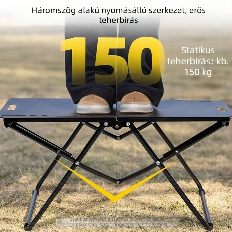 Szénacélból készült összecsukható kempingasztal