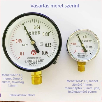 Diafragmatikus nyomásmérő vákuumhoz és pozitív/negatív nyomáshoz, modell YZ100*-0.1-0.15 MPa