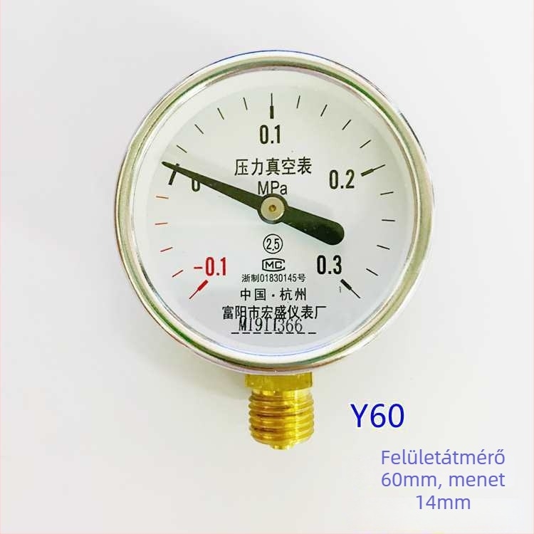 Diafragmatikus nyomásmérő vákuumhoz és pozitív/negatív nyomáshoz, modell YZ100*-0.1-0.15 MPa