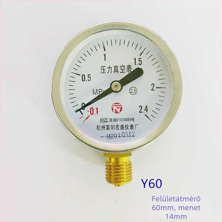 Diafragmatikus nyomásmérő vákuumhoz és pozitív/negatív nyomáshoz, modell YZ100*-0.1-0.15 MPa