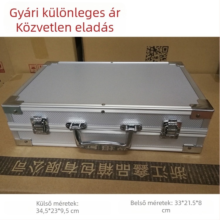 Hordozható alumíniumötvözetes szerszámtartó doboz berendezésekhez, teherbírás 8 kg
