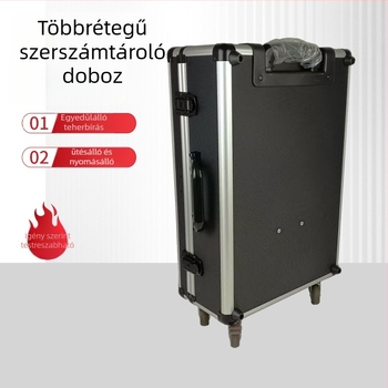 Alumínium ötvözetű gurulós szerszámtároló doboz, nagy kapacitású, többszintes kialakítás