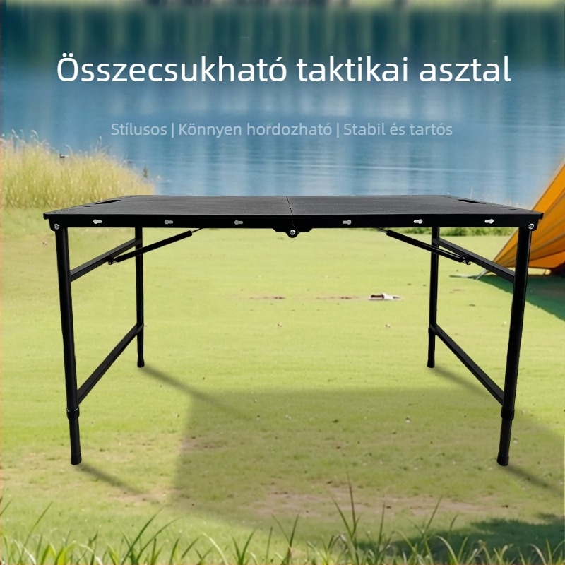 Meihui kültéri összecsukható barbecueasztal, szénacélból, hordozható taktikai kempingasztal, Bazhou eredet