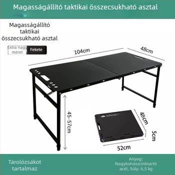 Szénacél összecsukható asztal, összecsukható kialakítás, kategória: összecsukható asztalok és székek