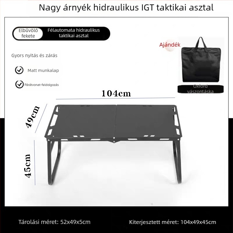 Szénacél összecsukható asztal, összecsukható kialakítás, kategória: összecsukható asztalok és székek