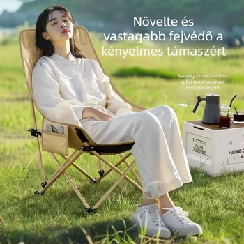 Moon Chair összecsukható kültéri szék – magas hátsó, kemping és piknik, strandra szánt lounge szék – magas széntartalmú acél, Ruichu márka