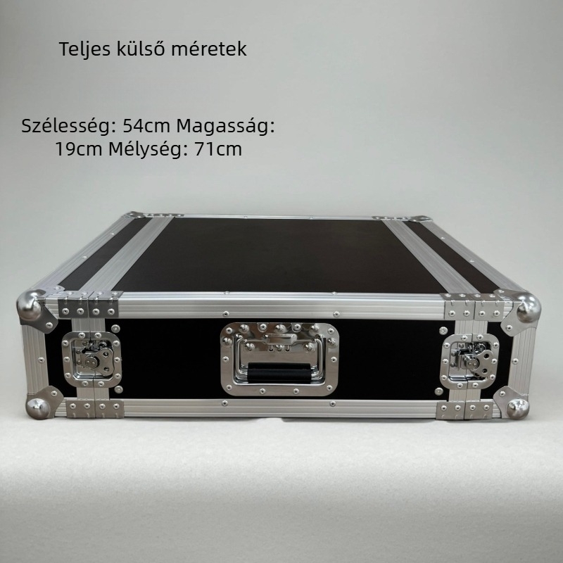 3U alumíniumötvözetű repülőtok audio berendezésekhez, egyrétegű, kerekek nélkül, erősítő rackhez