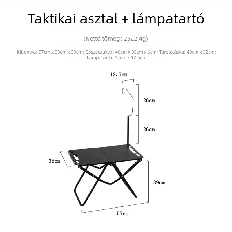 Kültéri összecsukható asztal, hordozható taktikai asztal grillhez, piknikhez és kempingezéshez