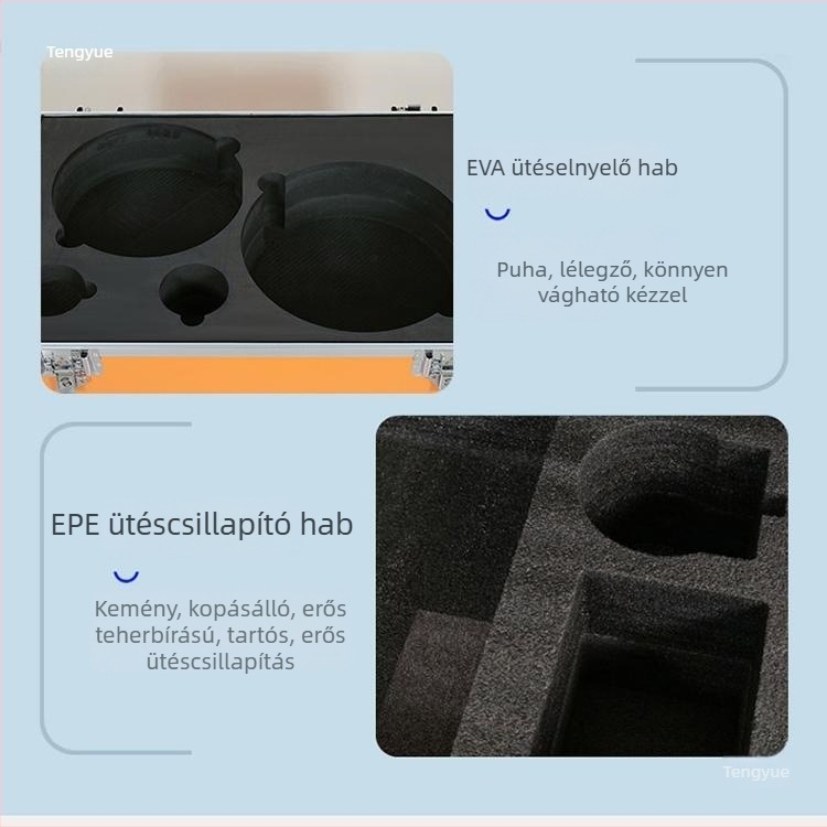 Alumíniumötvözetű repülő koffer hangszer- és hangtechnikai felszereléshez