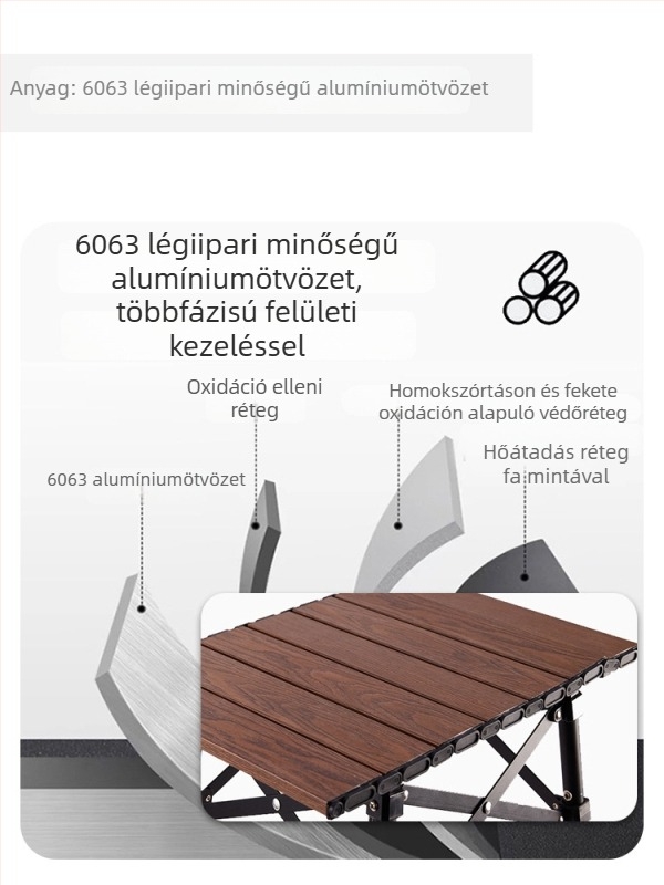 Kültéri összecsukható mini asztal – alumínium ötvözet, összecsukható, testreszabható, kétfokozatú állítás, könnyű kempingezéshez