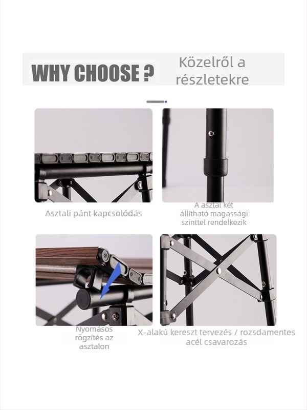 Kültéri összecsukható mini asztal – alumínium ötvözet, összecsukható, testreszabható, kétfokozatú állítás, könnyű kempingezéshez