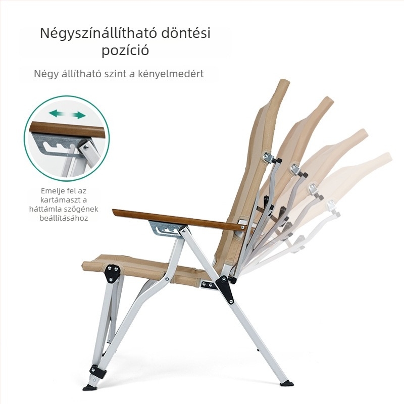 sunnyfeel Kültéri összecsukható kempingssék állítható háttámlával, alumíniumötvözet, négyfokozatú állítás