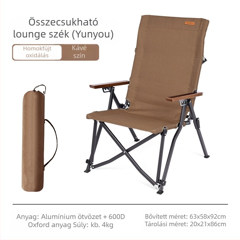 sunnyfeel Kültéri összecsukható kempingssék állítható háttámlával, alumíniumötvözet, négyfokozatú állítás