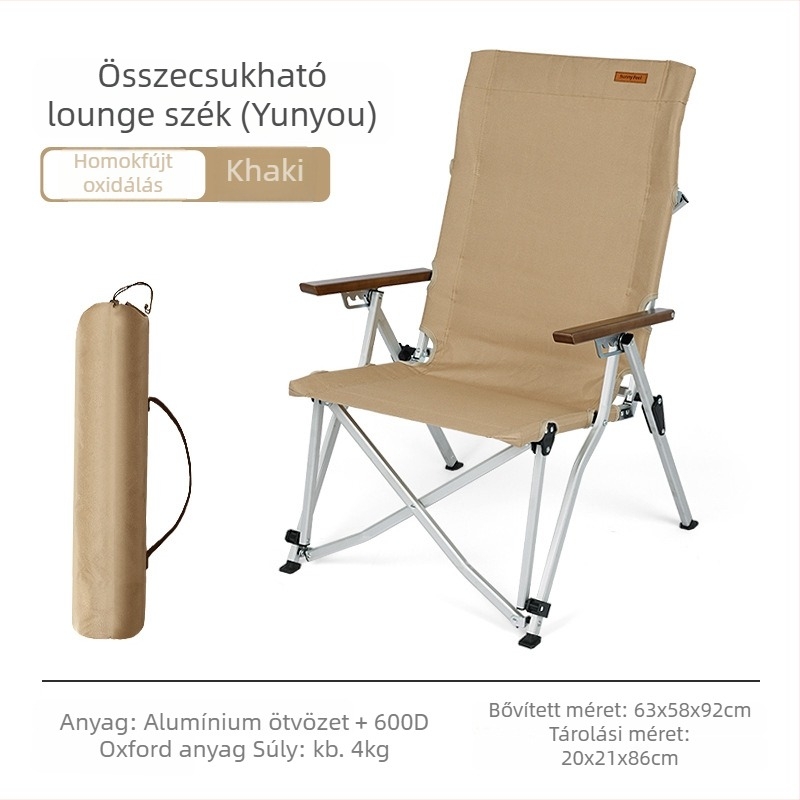 sunnyfeel Kültéri összecsukható kempingssék állítható háttámlával, alumíniumötvözet, négyfokozatú állítás