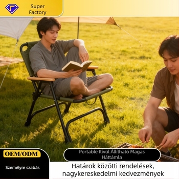 Összecsukható kempingszék kárpitozott üléssel, szénacél váz és Oxford anyag; Outdoor impression márka, összecsukható, testreszabható
