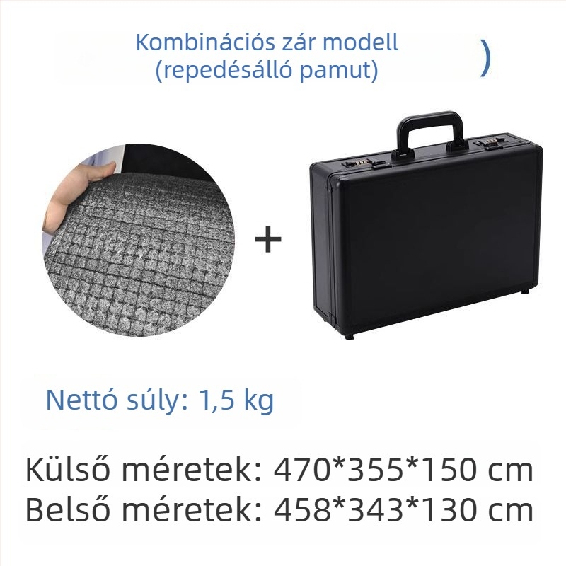 Műanyag szerszámtartó doboz több zárási lehetőséggel: kombinált zár, kulcs-zár és csattanó zár; pamut bélés.