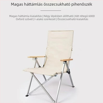 Magas háttámlás összecsukható szék kültérre, Sea Dog stílus – szénacél váz és Oxford vászon, könnyű kemping szék