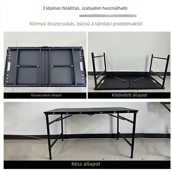 Állítható magasságú hidraulikus összecsukható asztal, szénacélból, taktikai kültéri étkezőasztal Dijia
