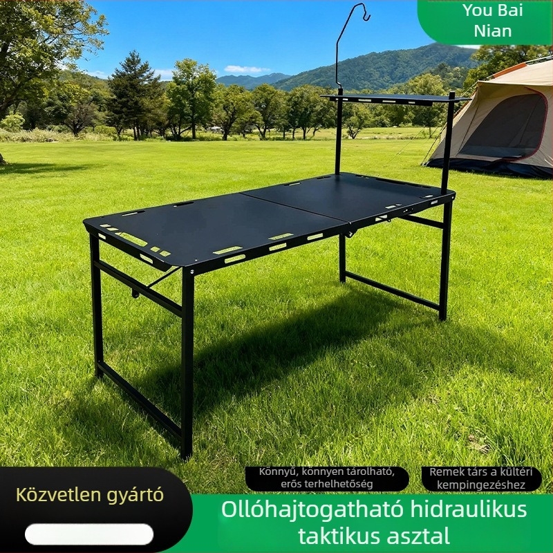 Összecsukható kültéri asztal, szénacél anyag, összecsukható kivitel, testreszabási lehetőség