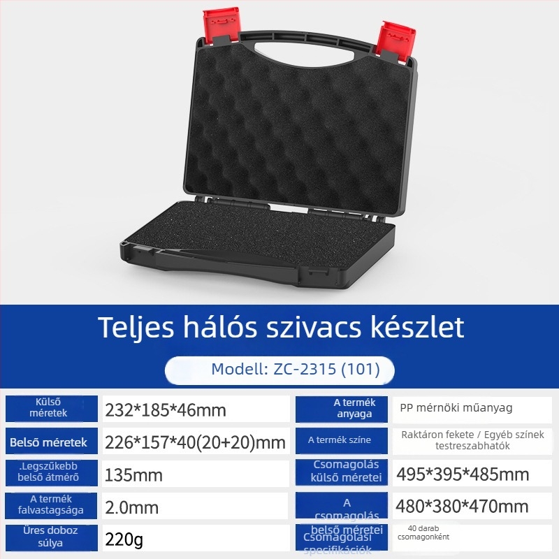 Műanyag szerszámosláda, nehéz terhelésű, nedvesség- és vízálló tárolóeszköz, eszköz- és fotófelszerelés tárolásához