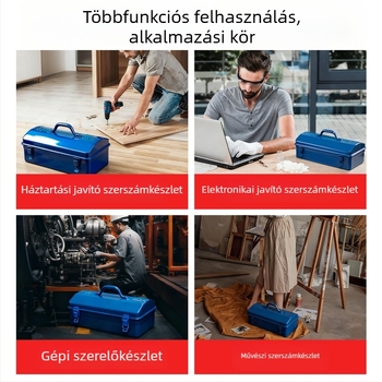 Enjoy Fém Szerszámtároló Doboz – hordozható, nagy kapacitású, egyrétegű kivitel